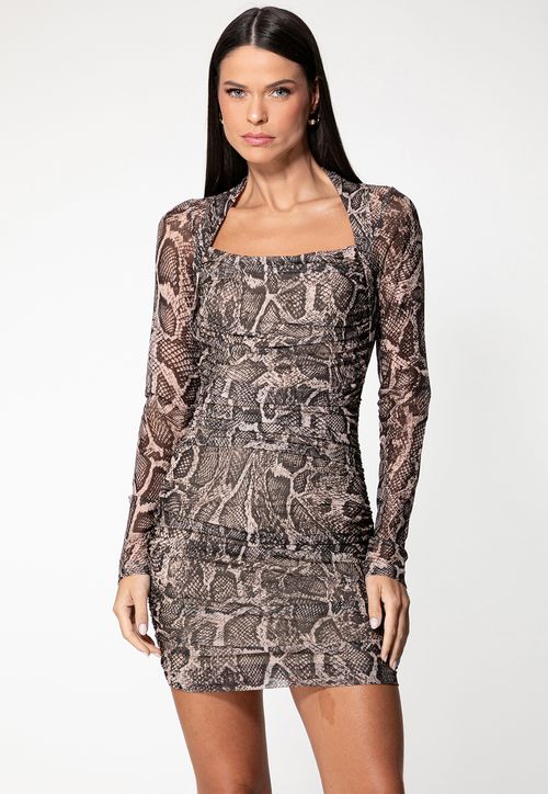 Vestido Mini Tule Eco Animal Print