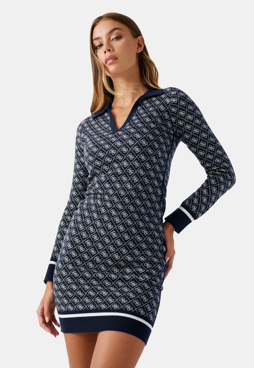 Vestido em Tricot Logo 4G Polo Eco Azul Marinho