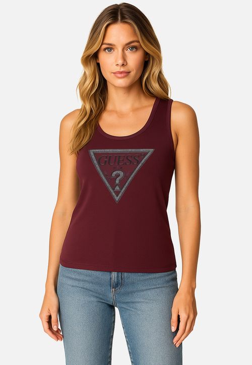 Regata Malha Ribana Logo Bordado Vinho