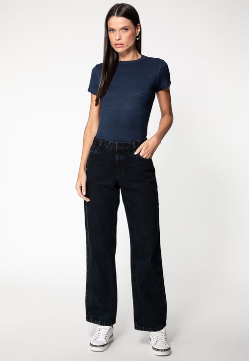 Blusa Eco Manga Curta Hotfix Azul Marinho