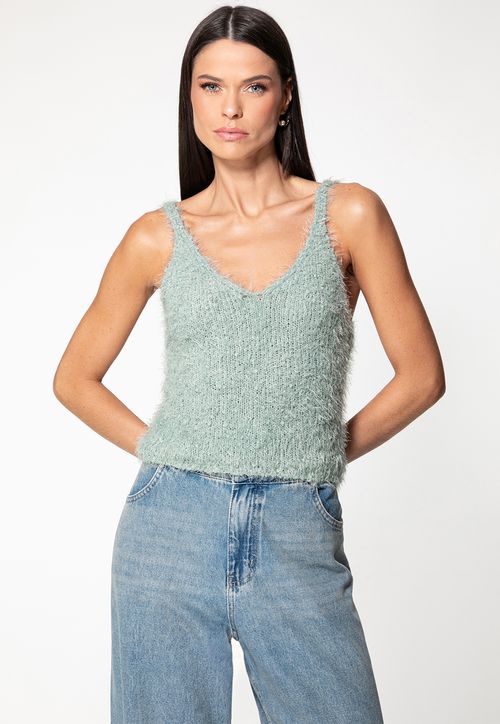 Regata Tricot Eco Pelinhos Verde Claro