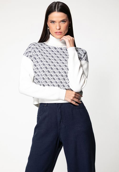 Blusa de Tricot Logo 4G Off White