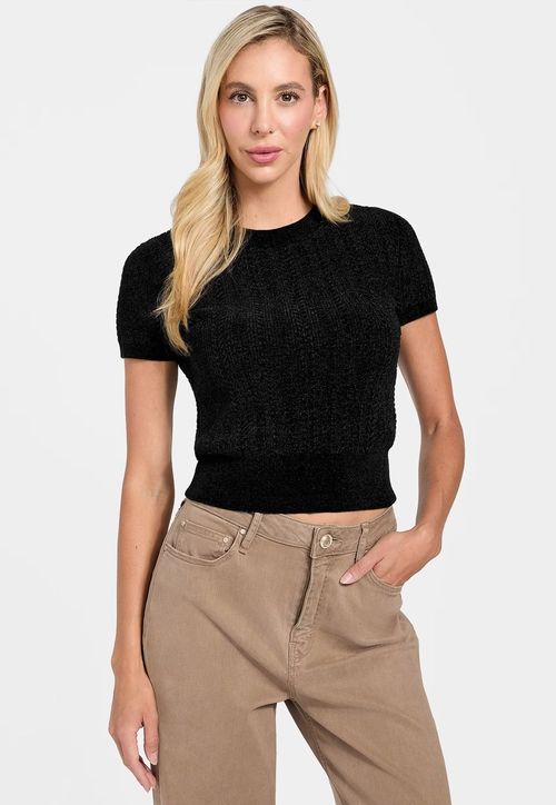 Blusa de Tricot Chenille Eco Preto
