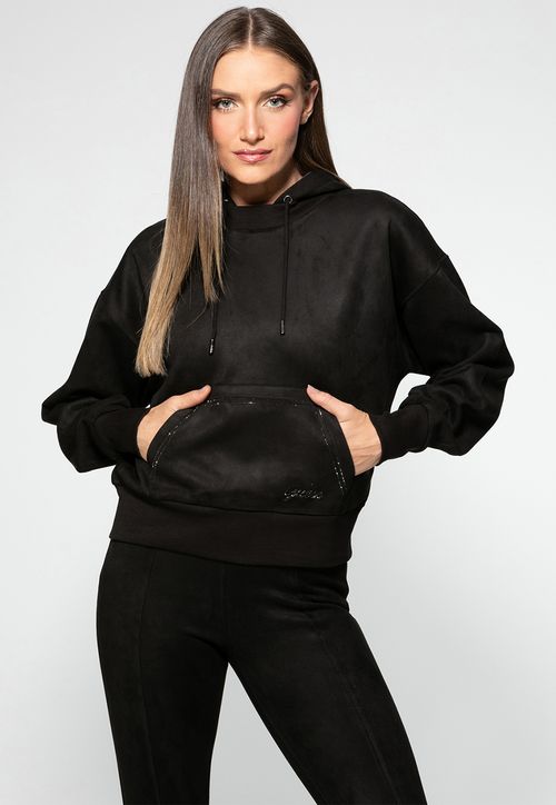Blusa de Moletom Suede Eco Preto