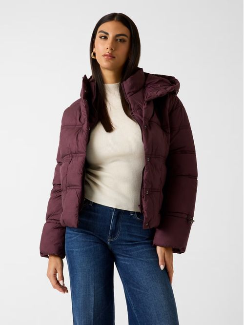 Jaqueta Puffer Capuz Eco Vinho