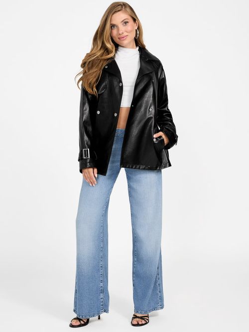 Trench Coat Eco Médio Preto