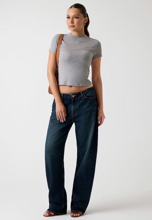 Blusa Eco Manga Curta Hotfix Cinza