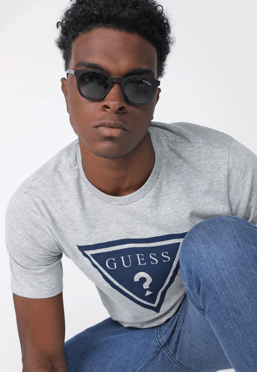 T-shirt Masc Guess Logo Cinza