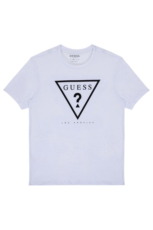T-shirt Masc Guess Logo Decote Careca Branco