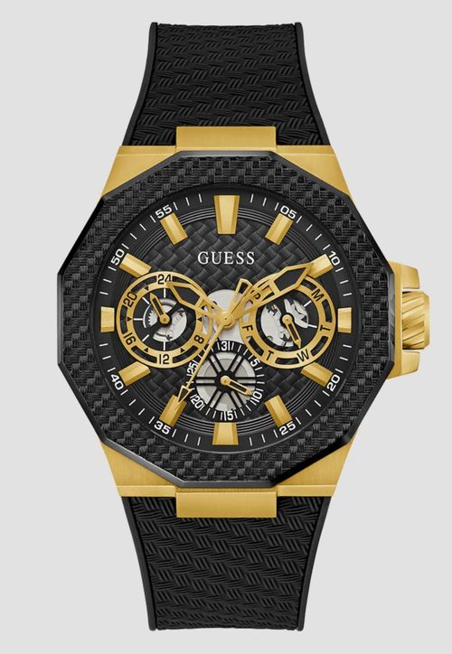 Relógio Sport Silicone Preto Dourado