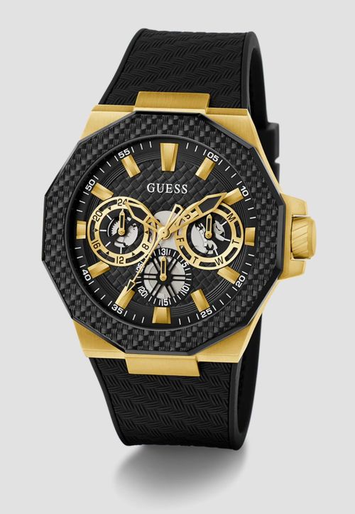 Relógio Sport Silicone Preto Dourado