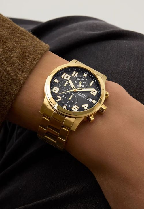 Relógio Redondo Sport Cronógrafo Dourado