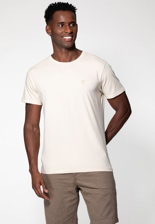 Camiseta Triângulo Emborrachado Guess Bege