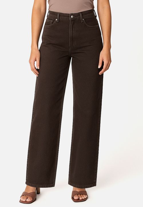 Calça Jeans Wide Leg Marrom