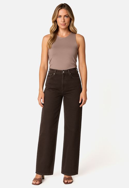 Calça Jeans Wide Leg Marrom