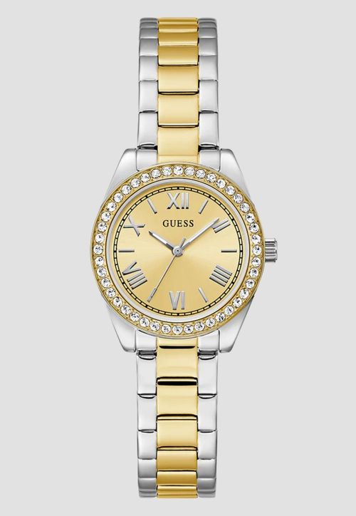 Relógio Redondo Analógico Aço Dourado Prata