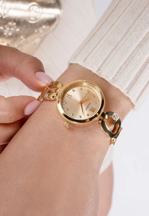 Relógio Analógico G Cristais Dourado