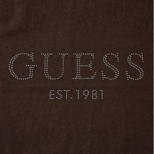 Camiseta Guess Manga Dobrada Hotfix Marrom