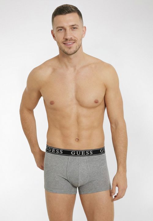 Kit Cueca Guess Boxer Logo Preto e Cinza