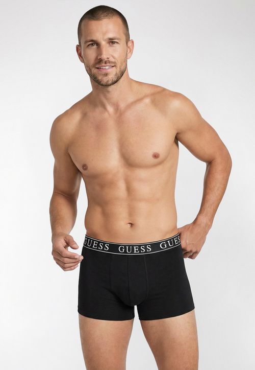 Kit Cueca Guess Boxer Logo Preto e Cinza