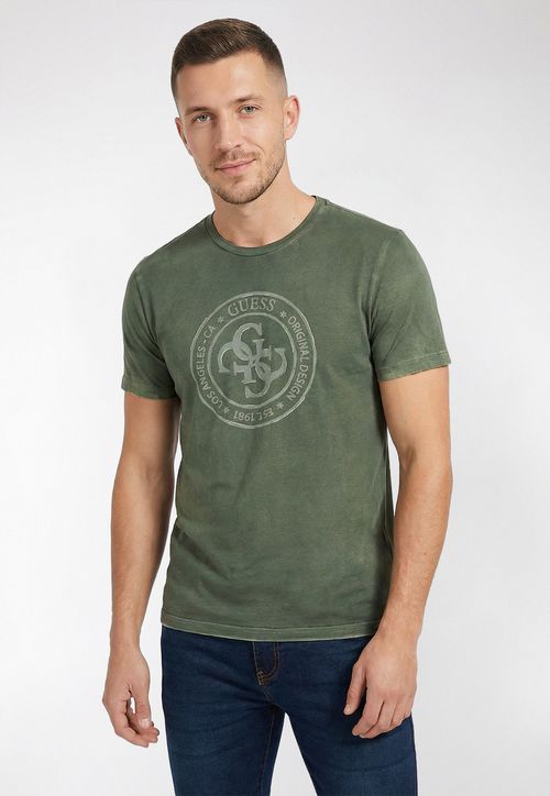 T-shirt Guess 4g Silk Relevo Verde Oliva