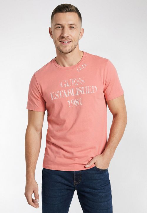 Camiseta Established 1981 Guess Salmão