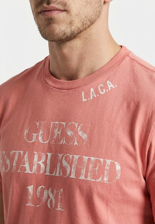 Camiseta Established 1981 Guess Salmão