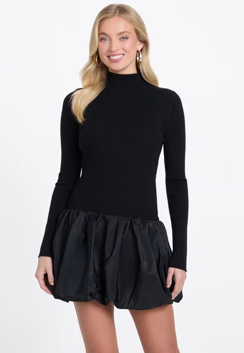 Vestido Tricot Saia Balone Preto
