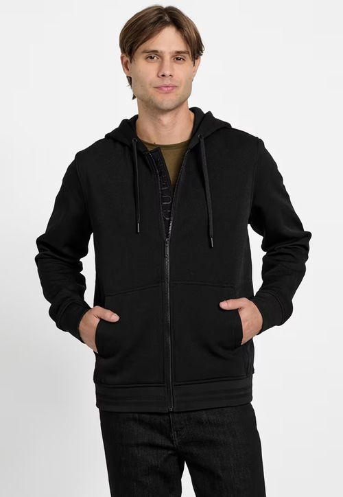 Jaqueta Moletom Ziper Capuz Preto