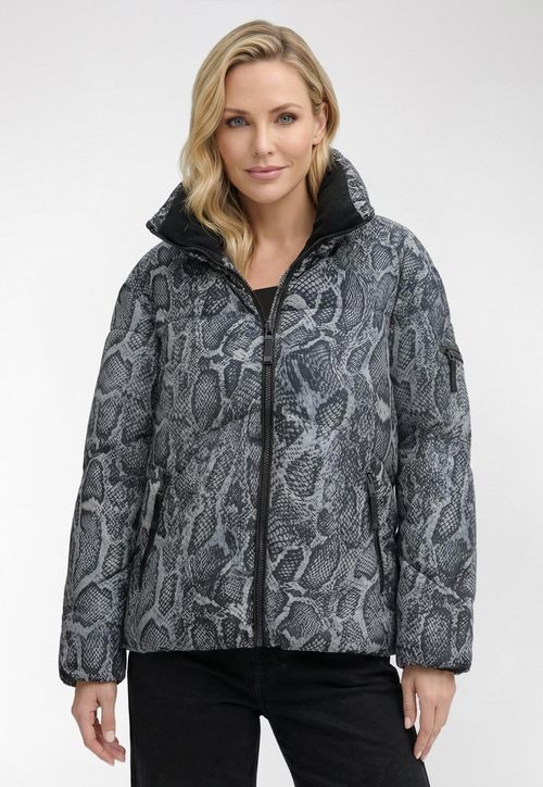 Jaqueta Puffer Eco Animal Print Cinza