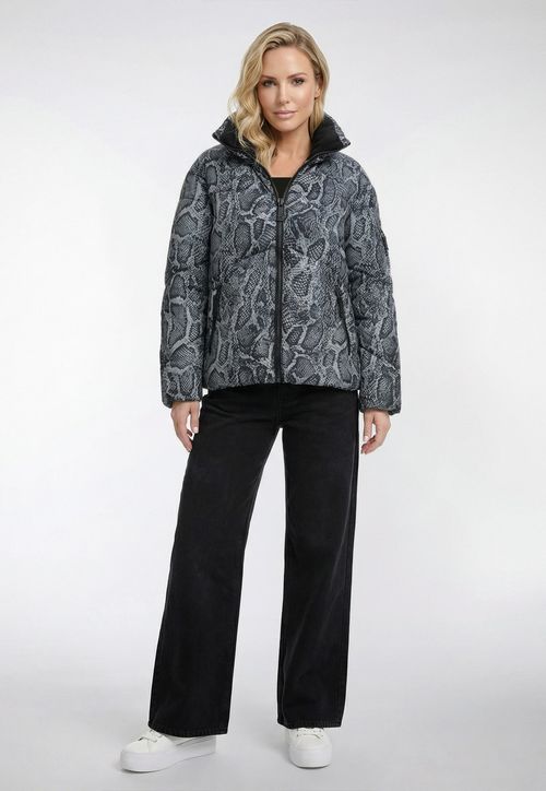 Jaqueta Puffer Eco Animal Print Cinza