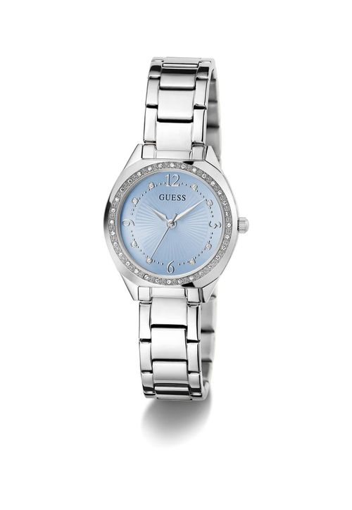 Relógio Guess Fem Caixa E Pulseira Aço Prata