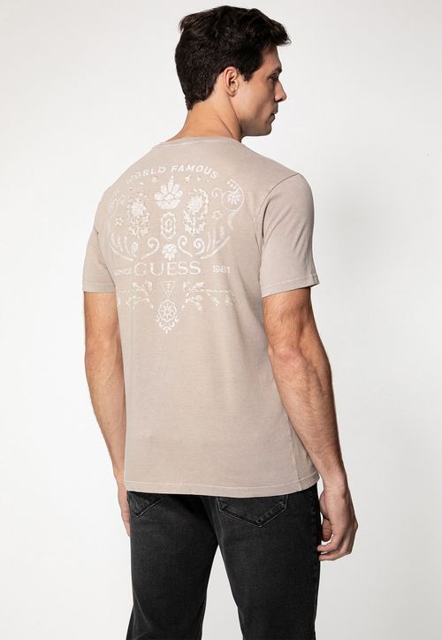 Camiseta Guess Corrosão Costas Bege