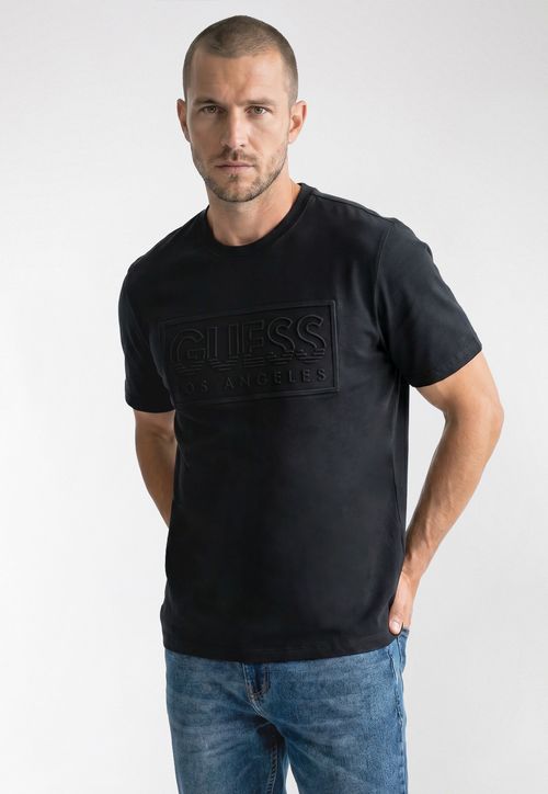 Camiseta Logo Guess Embossed Preto