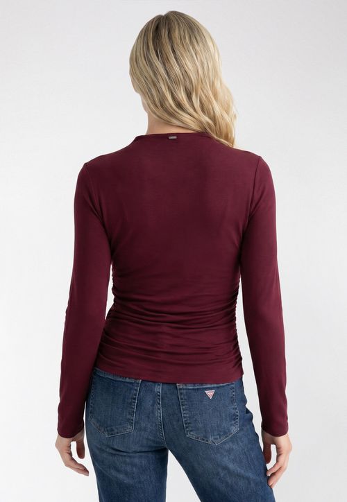 Blusa Gola Alta Justa com Franzido Lateral Vinho