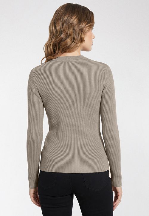 Blusa de Tricot Gola Alta Bege