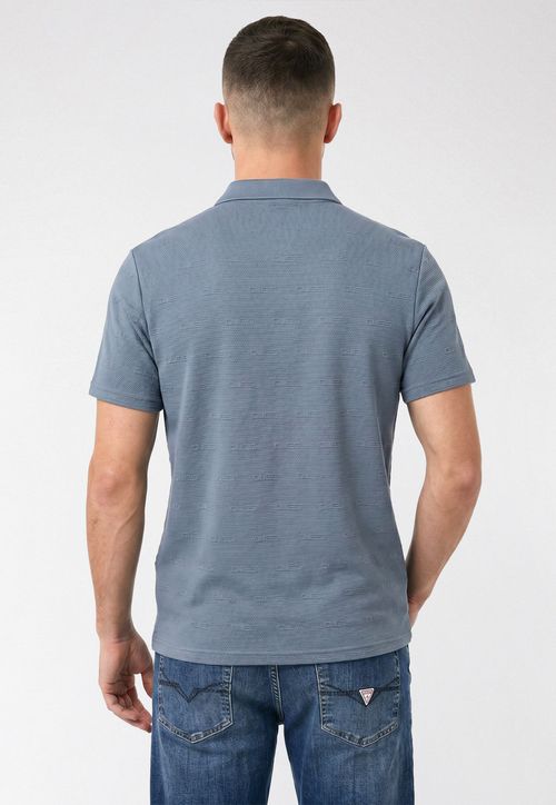 Camisa Polo Texturizada Logo Azul