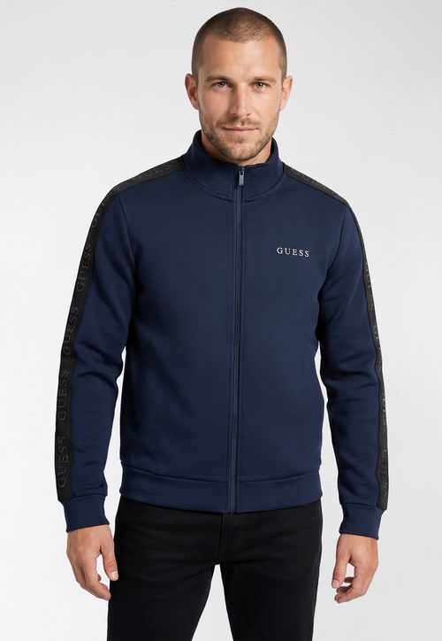 Blusa de Moletom Guess com Zíper Frontal Azul