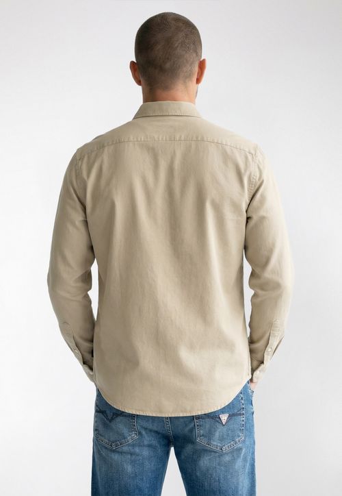 Camisa Manga Longa Sarja Leve Bege