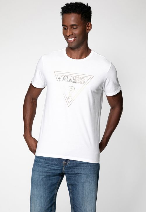 Camiseta Logo Triângulo Colorido Branco