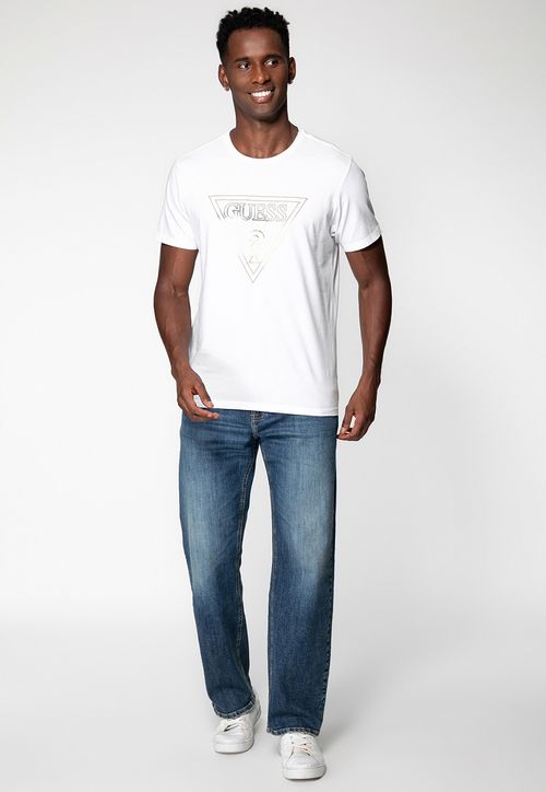 Camiseta Logo Triângulo Colorido Branco