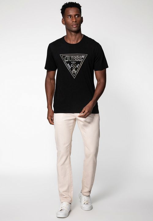Camiseta Logo Triângulo Colorido Preto