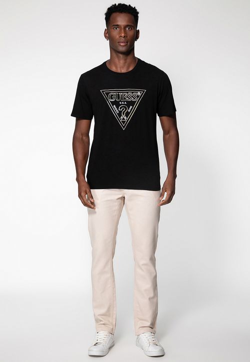 Calça Sarja Acetinada Slim Off White