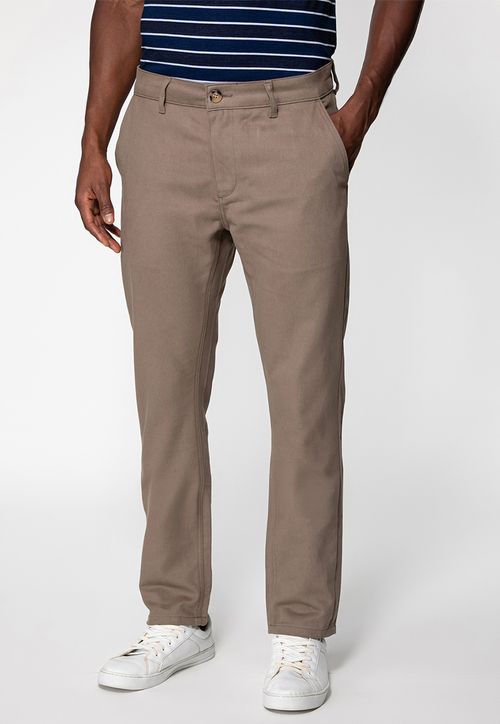 Calça Sarja Acetinada Slim Bege