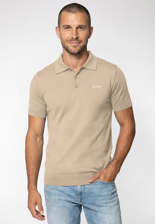 Camisa Polo Tricot Seda Bege