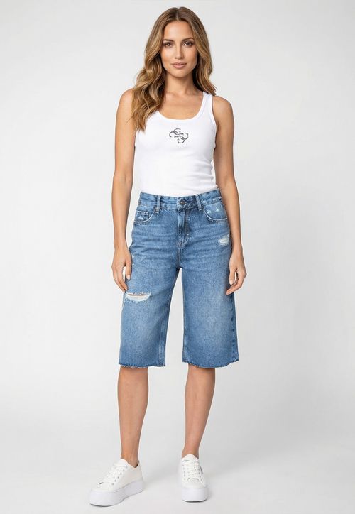 Bermuda Jeans Longa Azul