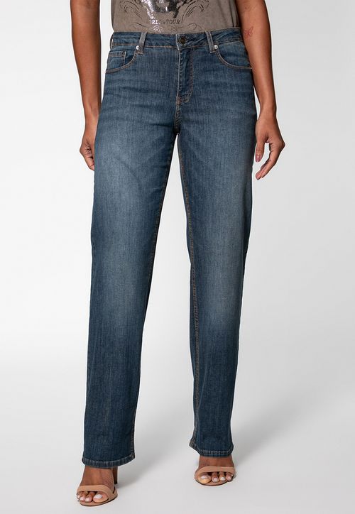 Calça Jeans Mid Rise Straight Azul