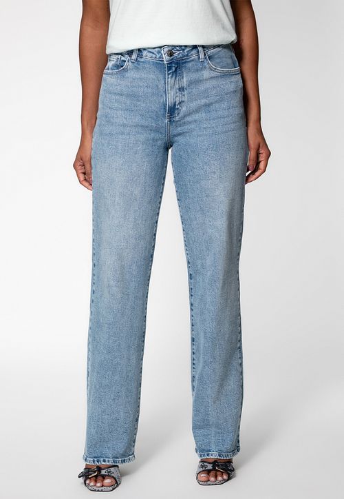 Caça Jeans Reta Cintura Média Azul Claro