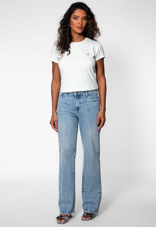 Caça Jeans Reta Cintura Média Azul Claro