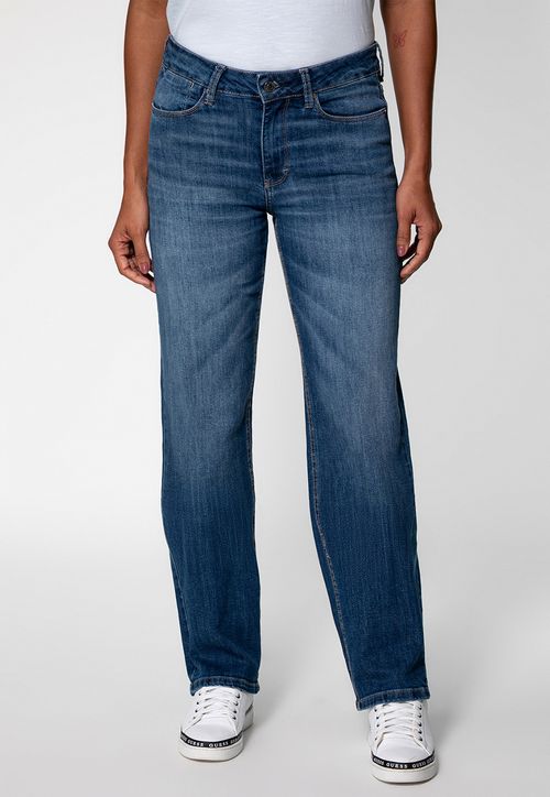 Calça Jeans Mid Rise Straight Azul